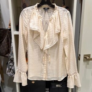 Paige Silvette Silk Ruffled Blush Peach Blouse